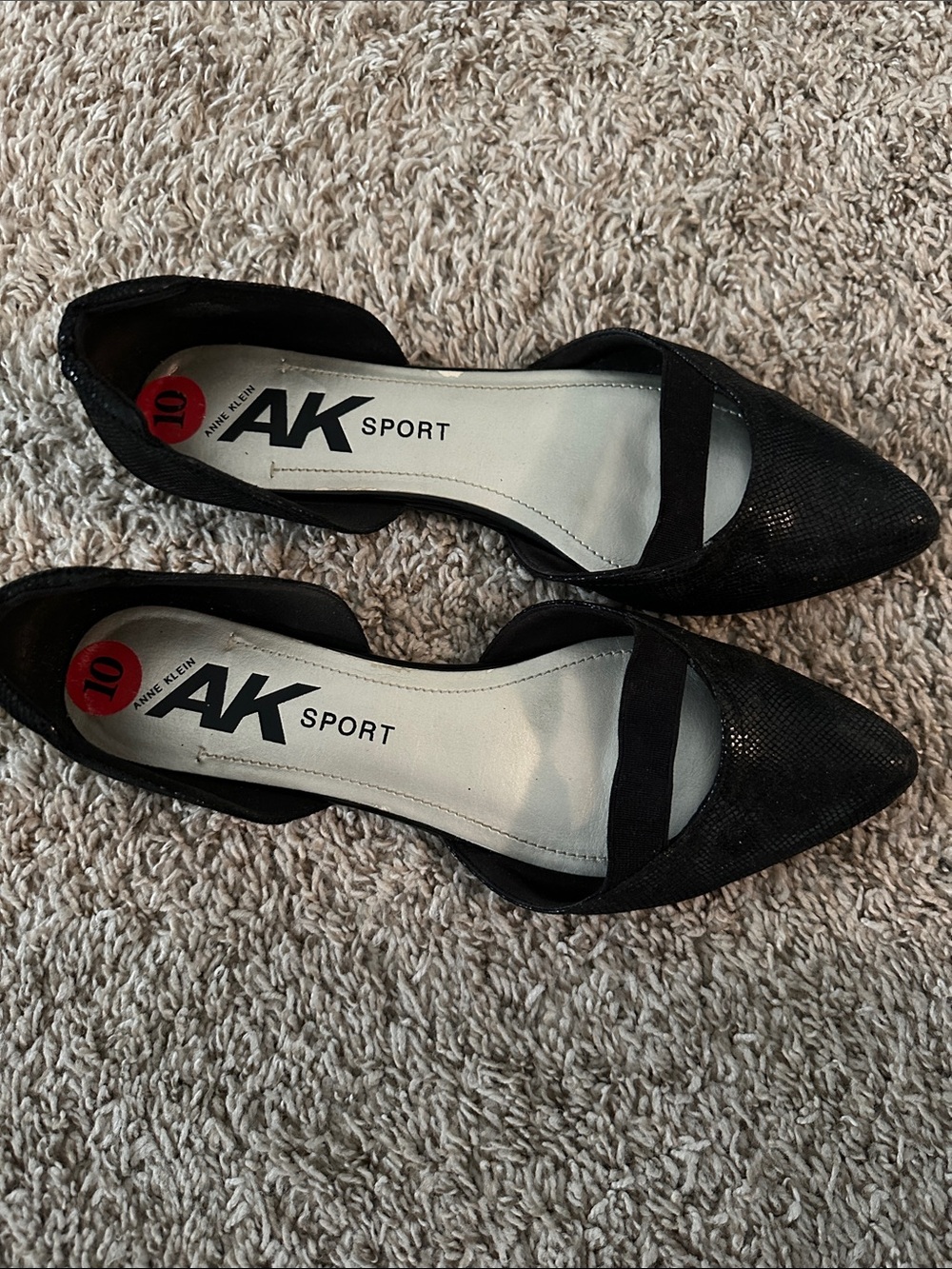 Anne Klein Black Pointed-Toe D'Orsay Flats